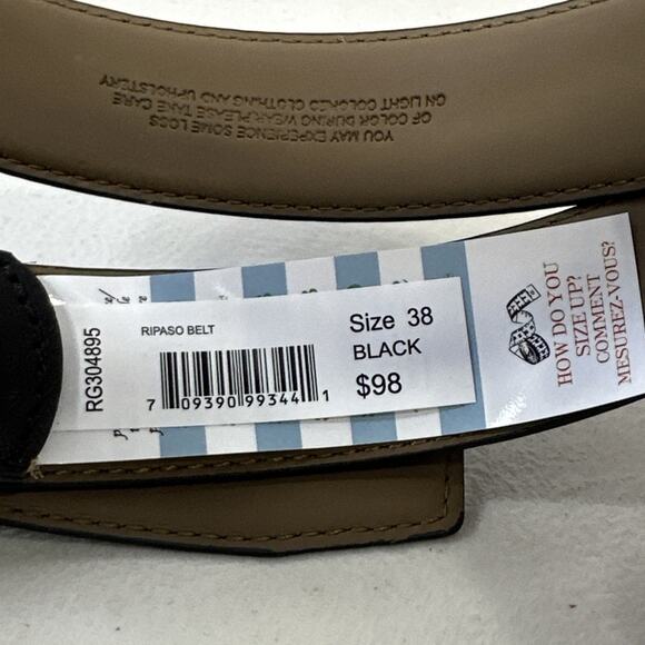 Robert Graham Black Suede Ripaso Belt - Signature Stitching & Buckle Men's sz 38 - Picture 5 of 10